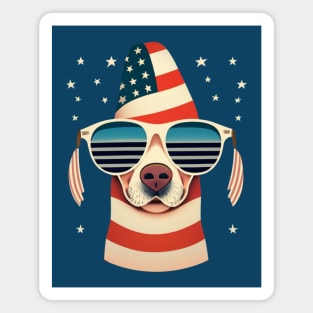 Dog With USA Flag Sunglasses Magnet